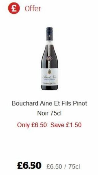 Sainsbury's Bouchard Aine Et Fils Pinot Noir 75cl offer