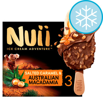 Tesco Nuii Salted Caramel Macadamia Ice Cream Sticks 3X90ml offer