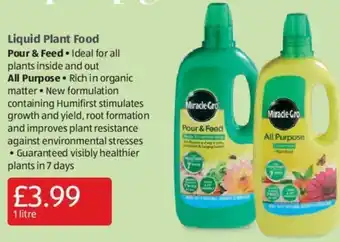 Aldi Liquid Plants Food Pour & Feed/ All Purpose 1 litre offer