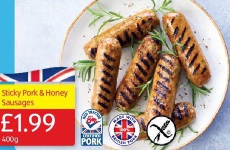Sticky Pork & Honey Sausages 400 g offer at Aldi