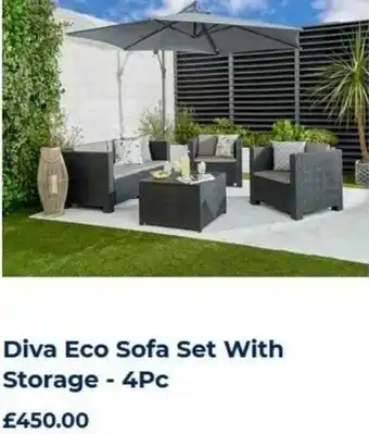 The Original Factory Shop Diva Eco Sofa Set with storage - 4Pc offer
