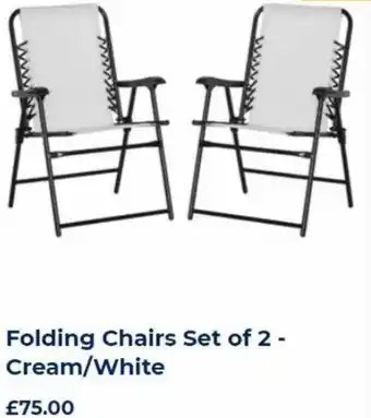 The Original Factory Shop Folding Chairs Set Of 2- Cream/White offer