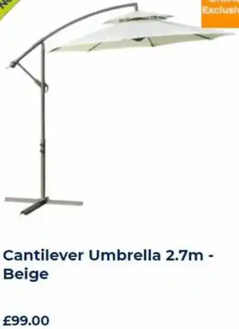 The Original Factory Shop Cantilever Umbrella 2.7m-Beige offer
