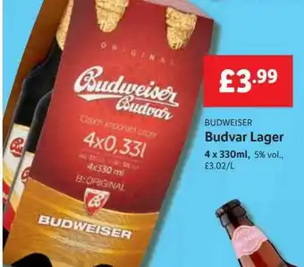 Lidl Budweser Budvar Lager offer