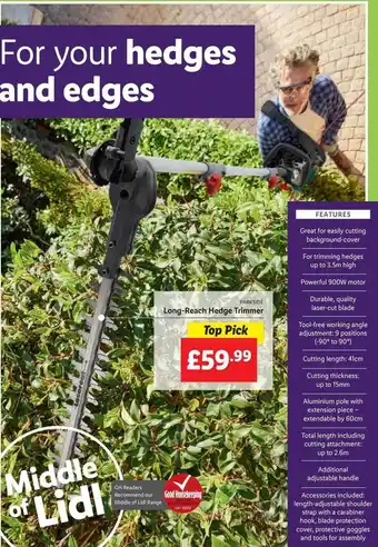 Lidl Parkside Long-reach Hedge Trimmer offer