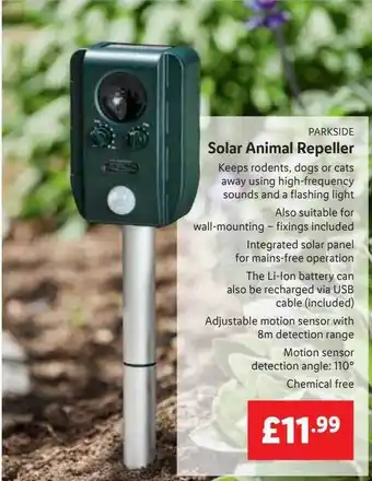 Lidl Parkside Solar Animal Repeller offer
