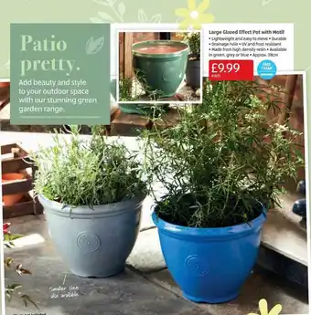 Aldi Large Glazed Effect Pot With Motif offer