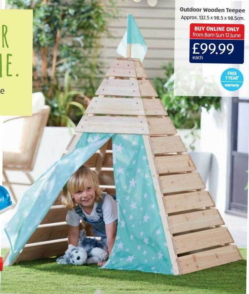 Outdoor Wooden Teepee offer at Aldi