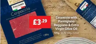 Lidl Italiamo Carpaccio With Parmigiano Reggiano & Extra Virgin Olive Oil offer