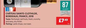 Lidl Château Sainte-clothilde, Bordeaux, France, 2018 offer