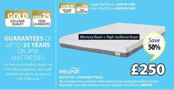 JYSK Wellpur Gold F30-foam Mattress offer