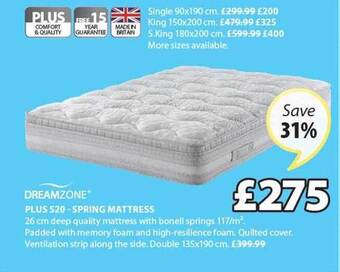 JYSK Dreamzone Plus S20-spring Mattress offer