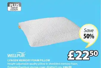 JYSK Wellpur Lingen Memory Foam Pillow offer