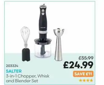 Salter 3-in-1 Chopper, Whisk And Blender Set