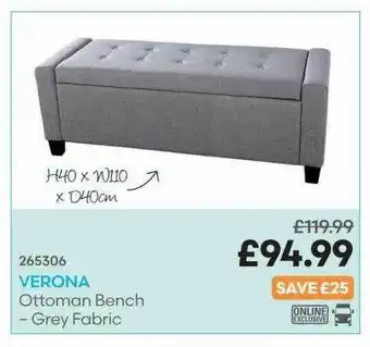 Robert Dyas Verona Ottoman Bench-grey Fabric offer