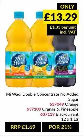Musgrave MarketPlace Mi Wadi Double Concentrate No Added Sugar offer