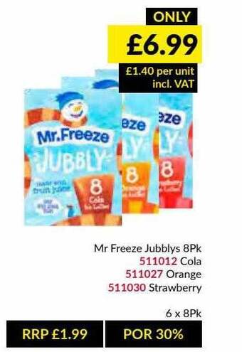 Musgrave MarketPlace Mr Freeze Jubblys 8pk offer