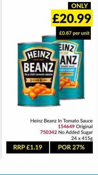 Musgrave MarketPlace Heinz Beanz In Tomato Sauce offer