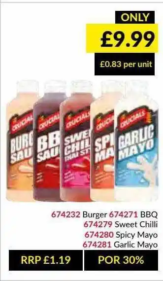 Musgrave MarketPlace Burger Bbq Sweet Chilli Spicy Mayo Garlic Mayo offer