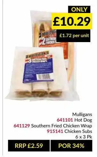 Musgrave MarketPlace Mulligans Hot Dog Southern Fried Chicken Wrap Chicken Subs offer
