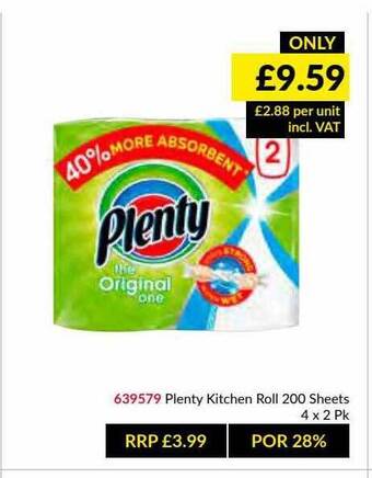 Musgrave MarketPlace Plenty Kitchen Roll 200 Sheets offer