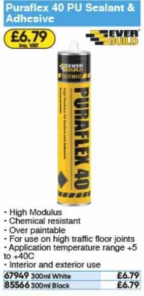 Toolstation Puraflex 40 Pu Sealant & Adhesive Ever Build offer
