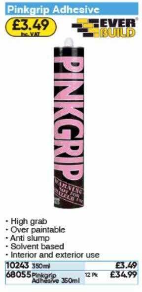Toolstation Pinkgrip Adhesive Ever Build offer