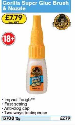 Toolstation Gorilla Super Glue Brush & Nozzle offer