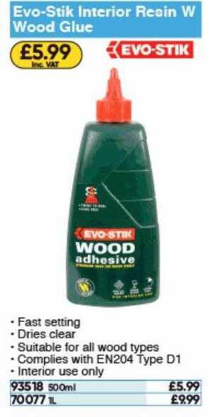 Toolstation Evo-stik Interior Resin W Wood Glue offer
