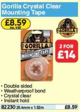 Toolstation Gorilla Crystal Clear Mounting Tape offer