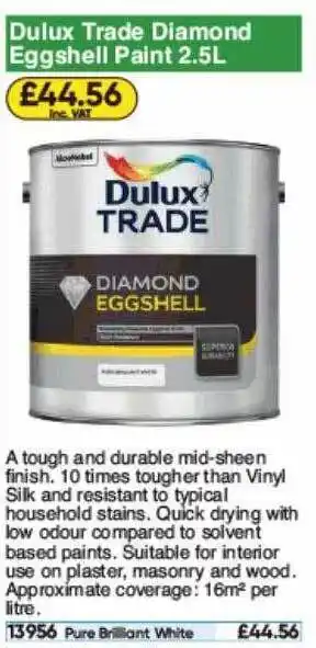 Toolstation Dulux Trade Diamond Eggshell Paint offer