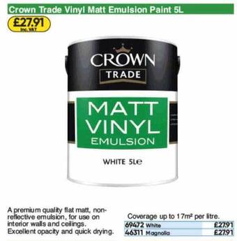 Toolstation Crown Trade Vinyl Matt Emulsion Paint offer