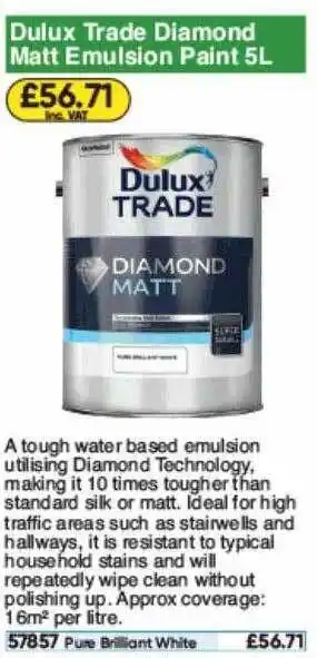 Toolstation Dulux Trade Diamond Matt Amulsion Paint offer