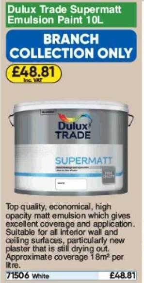 Toolstation Dulux Trade Supermatt Emulsion Paint offer