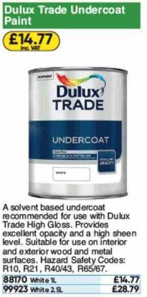Toolstation Dulux Trade Undercoat Paint offer