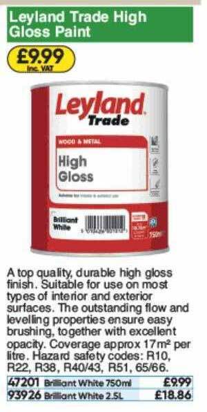 Toolstation Leyland Trade High Gloss Paint offer