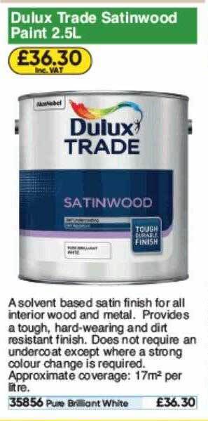 Toolstation Dulux Trade Satinwood Paint offer