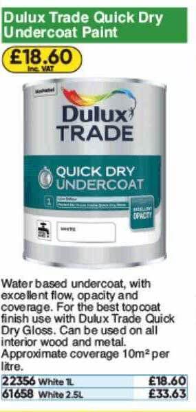 Toolstation Dulux Trade Quick Dry Undercoat Paint offer