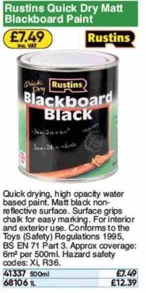 Toolstation Rustins Quick Dry Matt Blackboard Paint offer