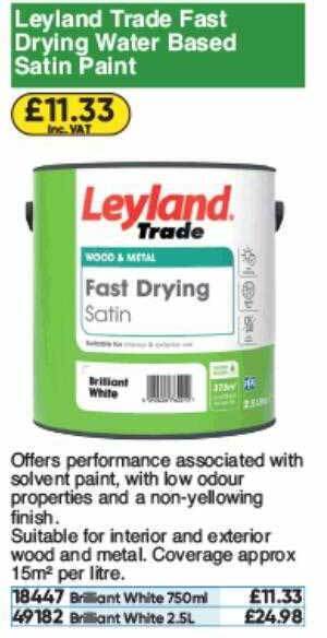 Leyland Trade Fast Drying Water Based Satin Paint