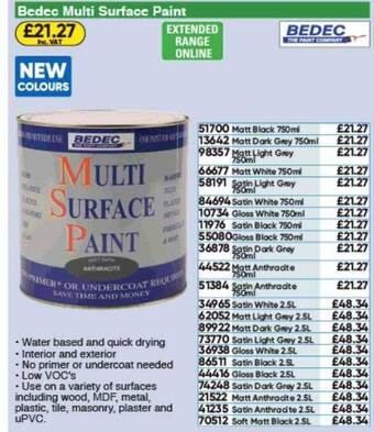 Toolstation Bedec Multi Surface Paint offer