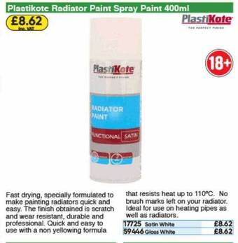 Toolstation Plastikote Radiator Paint Spray Paint offer
