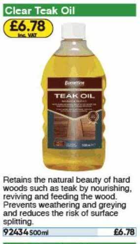 Toolstation Clear Teak Oil offer
