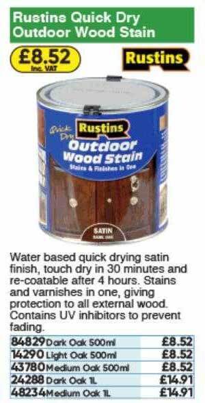 Toolstation Rustins Quick Dry Outdoor Wood Stain offer