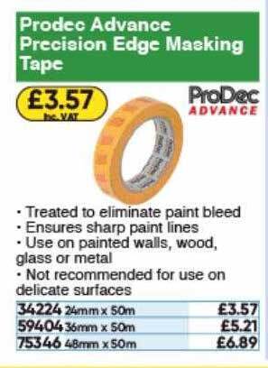 Toolstation Prodec Advance Precision Edge Masking Tape offer