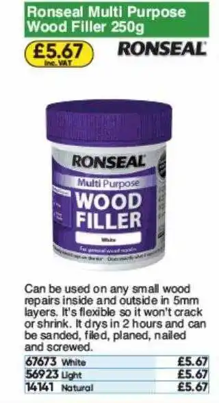Toolstation Ronseal Multi Purpose Wood Filler offer