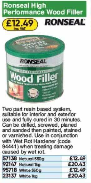 Toolstation Ronseal High Performance Wood Filler offer