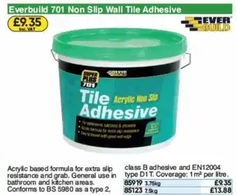 Toolstation Everbuild 701 Non Slip Wall Tile Adhesive Ever Build offer