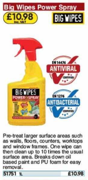 Toolstation Big Wipes Power Spray offer