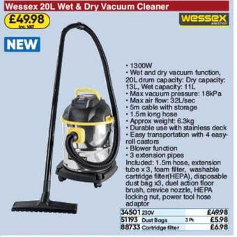 Toolstation Wessex Wet & Dry Vacuum Cleaner offer